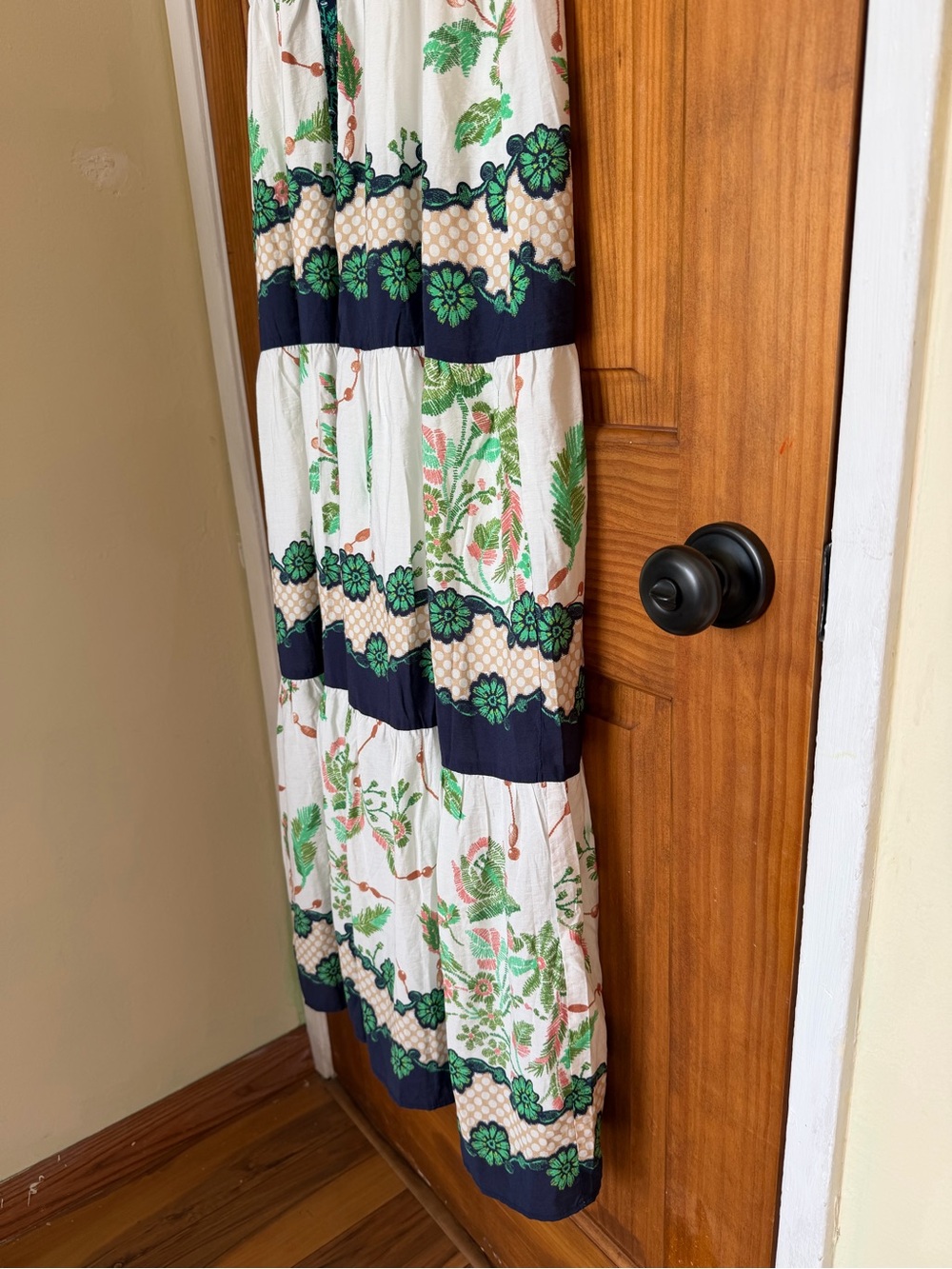 Skies Are Blue White, Green & Navy Floral Halter Maxi Dress - Picture 5 of 12